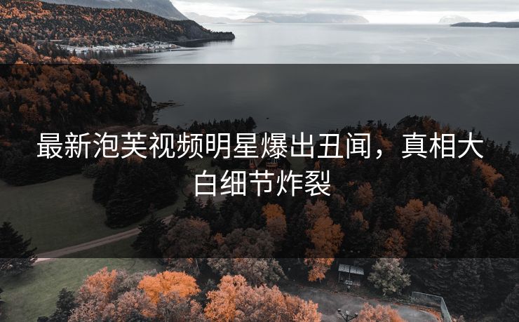 最新泡芙视频明星爆出丑闻，真相大白细节炸裂